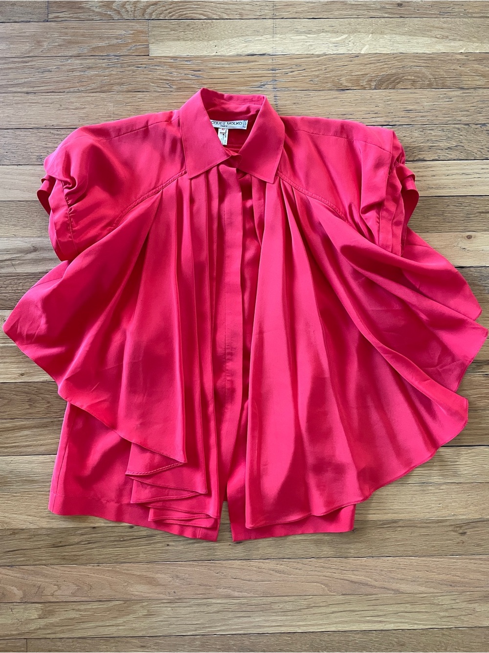 Jacques Molko Paris Vintage Red 100% Silk Top Lux Designer 1980's - 1990's RARE!